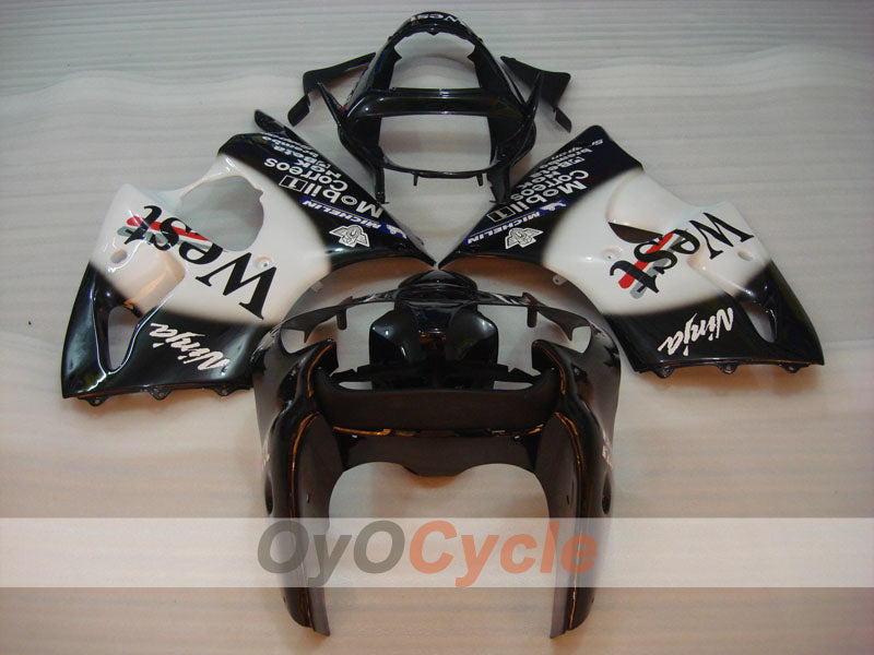 Kit de carénage à injection pour NINJA ZX-6R 00-02 - Blanc, Noir - MICHELIN, West #OYO87902818