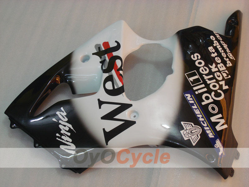 Kit de carénage à injection pour NINJA ZX-6R 00-02 - Blanc, Noir - MICHELIN, West #OYO87902818