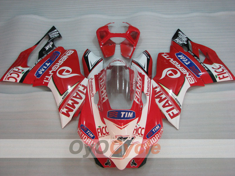 Kit de carénage à injection pour Ducati 1199 11-14 - Rouge, Blanc - FIAMM #OYO87903383