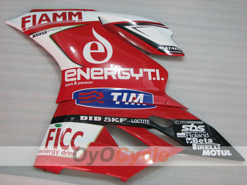 Kit de carénage à injection pour Ducati 1199 11-14 - Rouge, Blanc - FIAMM #OYO87903383