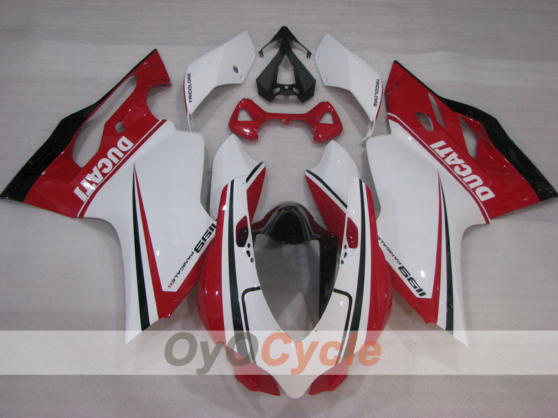 Kit de carénage à injection pour Ducati 1199 11-14 - Rouge, Blanc - Style usine #OYO87903386