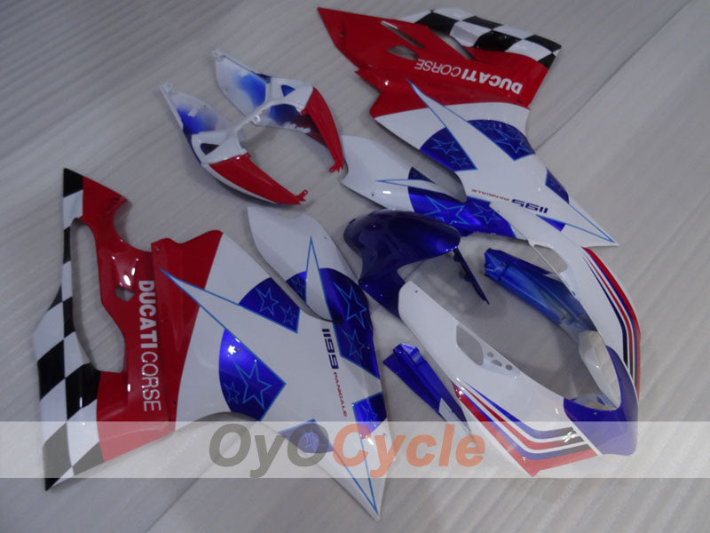 Kit de carénage injecté pour Ducati 1199 de 11-14 - Rouge, Blanc - Style usine #OYO87903388 Image principale du produit