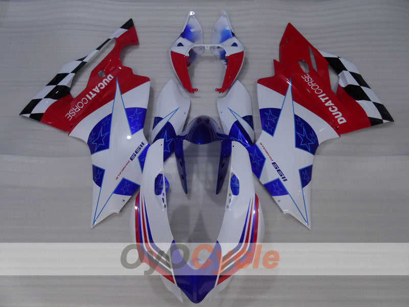 Kit de carénage injecté pour Ducati 1199 de 11-14 - Rouge, Blanc - Style usine #OYO87903388