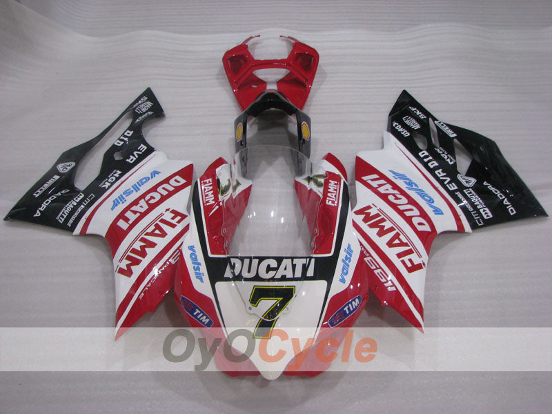 Kit de carénage injecté pour Ducati 1199 de 11-14 - Rouge, Blanc - FIAMM #OYO87903390 Image secondaire du produit