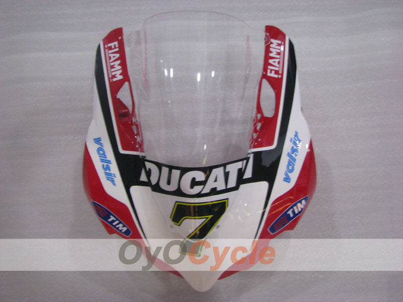 Kit de carénage injecté pour Ducati 1199 de 11-14 - Rouge, Blanc - FIAMM #OYO87903390