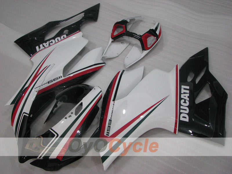 Kit de carénage injecté pour Ducati 1199 de 11-14 - Blanc, Noir - Style usine #OYO87903393