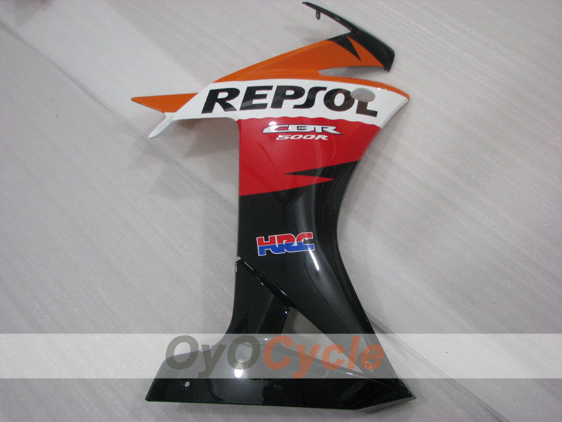 Kit de carénage injecté pour CBR500R 13-15 - Rouge, orange, noir - Repsol #OYO87904581
