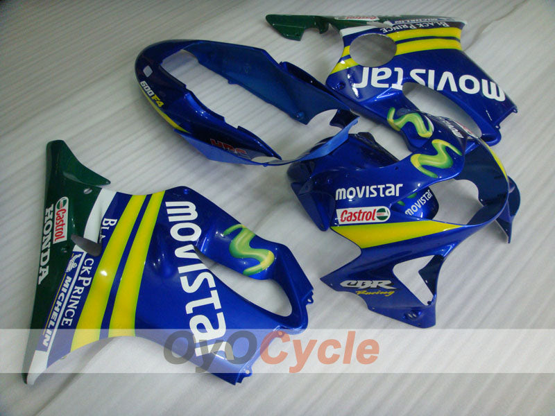 Kit de carénage à injection pour CBR600F4 99-00 - Jaune, blanc - Castrol, Movistar #OYO87900116
