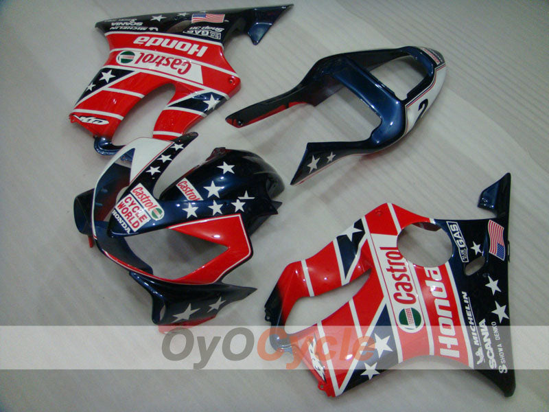 Kit de carénage à injection pour CBR600F4i 04-07 - Rouge, bleu - Castrol #OYO87904851