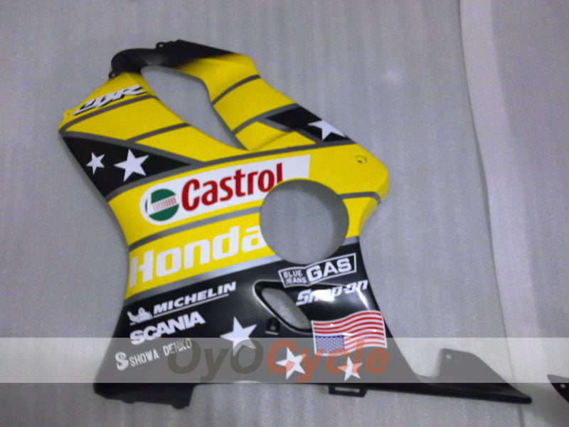 Kit de carénage à injection pour CBR600F4i 01-03 - Jaune, Noir, Rose - Castrol #OYO87904864