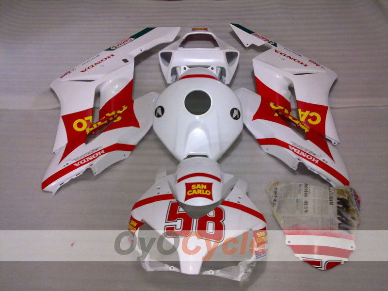 Kit de carénage injecté pour CBR1000RR 04-05 - Rouge, Blanc - San Carlo #OYO87904944