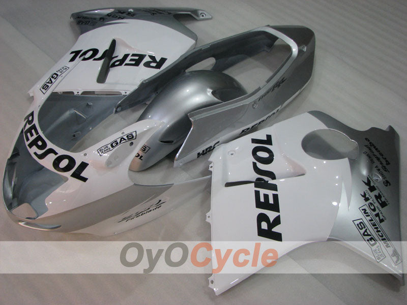 Kit de carénage à injection pour CBR1100XX 96-07 - Blanc, Argent - Repsol #OYO87905043