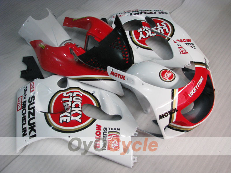 Kit de carénages pour Suzuki GSXR750 96-99 - Rouge, Blanc - Lucky Strike #OYO87905070