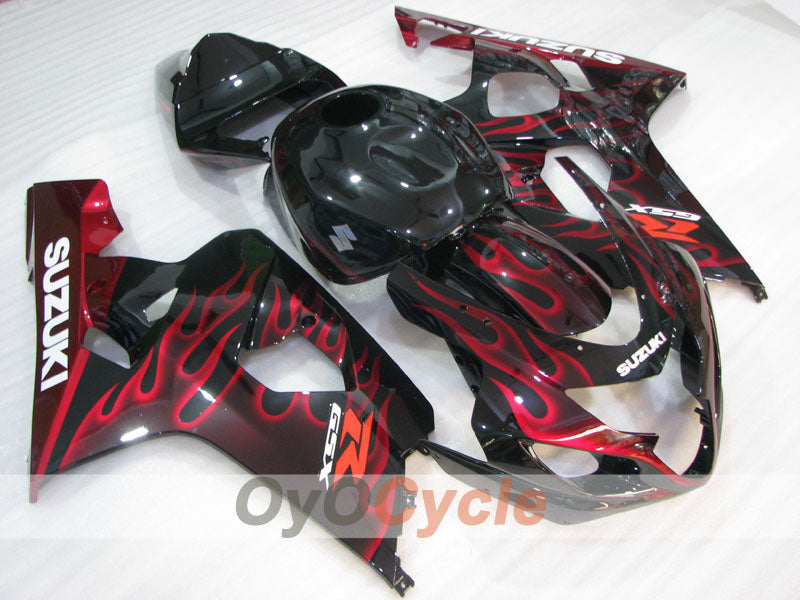 Kit de carénage à injection pour GSX R750 04-05 - Rouge, Noir - Flame #OYO87905286