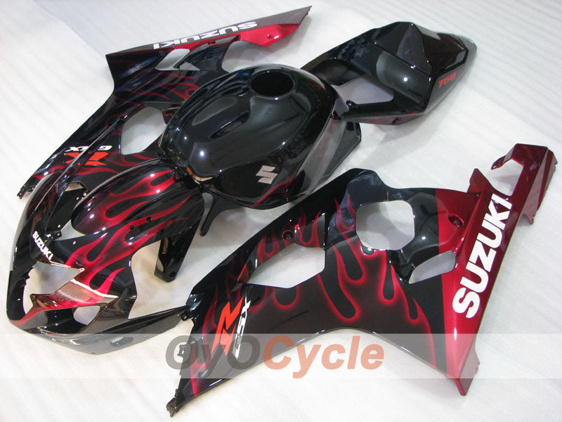 Kit de carénage à injection pour GSXR600 04-05 - Rouge, Noir - Flamme #OYO87905264