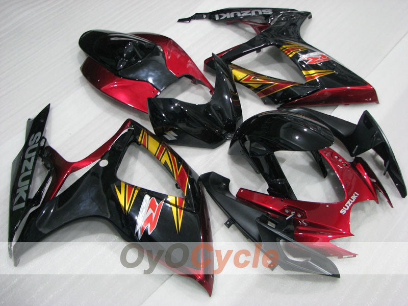 Kit de carénage à injection pour GSX R750 06-07 - Rouge, noir - Style usine #OYO87905339