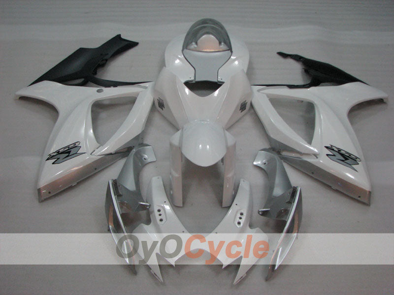 Kit de carénage à injection pour GSX R600 06-07 - Blanc, Argent - Style d'origine #OYO87905308