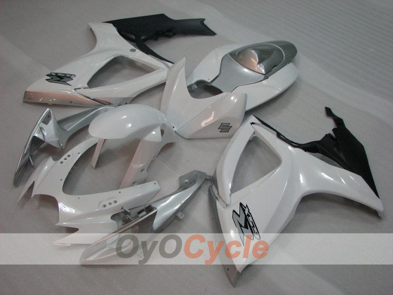 Kit de carénage à injection pour GSX R600 06-07 - Blanc, Argent - Style d'origine #OYO87905308