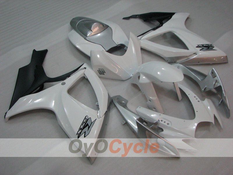 Kit de carénage à injection pour GSX R600 06-07 - Blanc, Argent - Style d'origine #OYO87905308