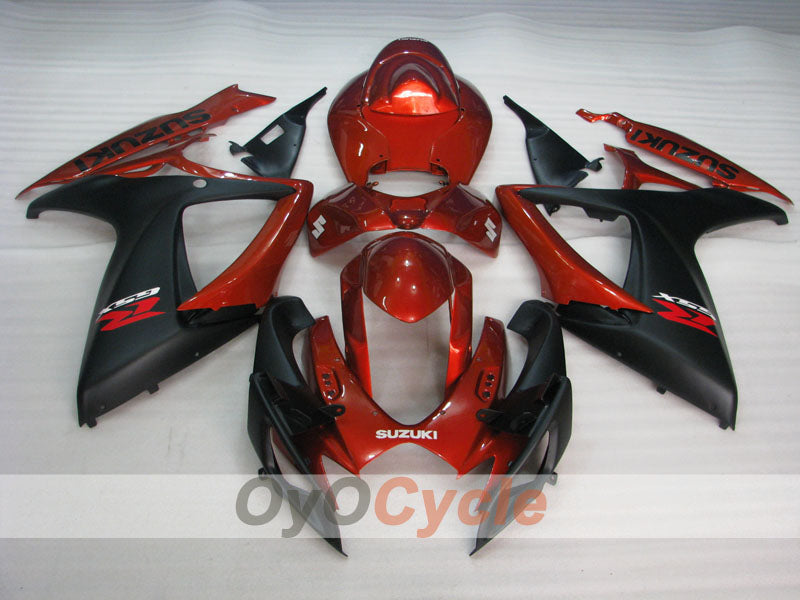 Kit de carénage à injection pour GSX R600 06-07 - Rouge, Noir - Style d'origine #OYO87905310