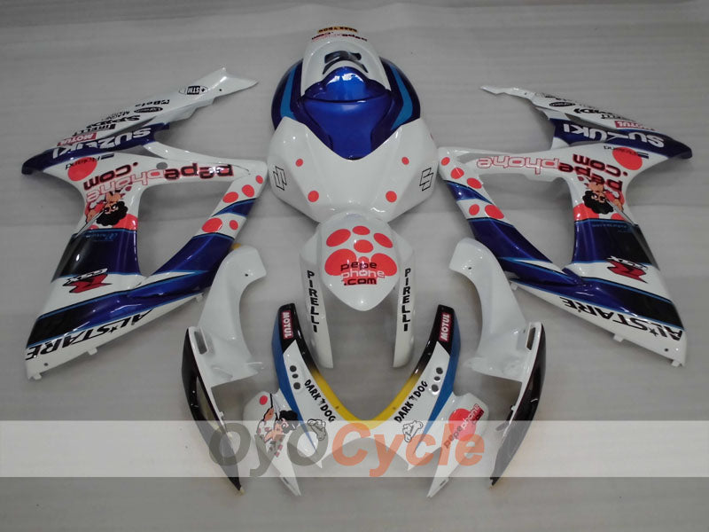 Kit de carénage à injection pour GSX R750 06-07 - Bleu, Blanc - MOTUL #OYO87905352