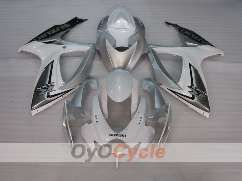 Kit de carénage injecté pour GSX R750 06-07 - Blanc, Argenté - Style d'origine #OYO87905357