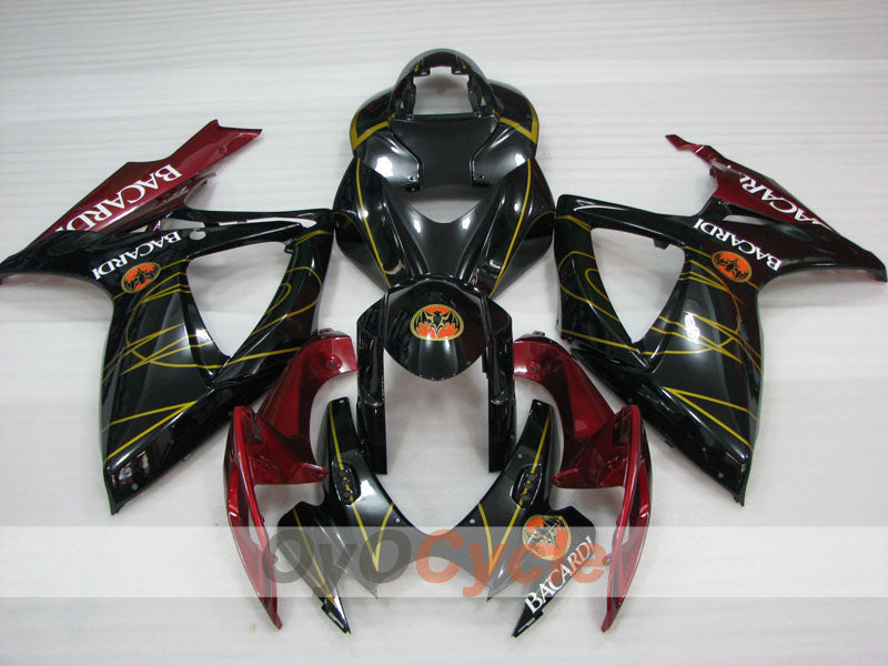 Kit de carénage injecté pour GSX R750 06-07 - Rouge, Noir - BACARDI #OYO87905360