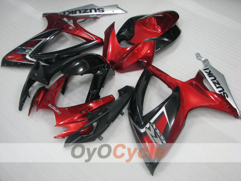 Kit de carénage injecté pour GSX R750 06-07 - Rouge, Noir - Style d'origine #OYO87905361