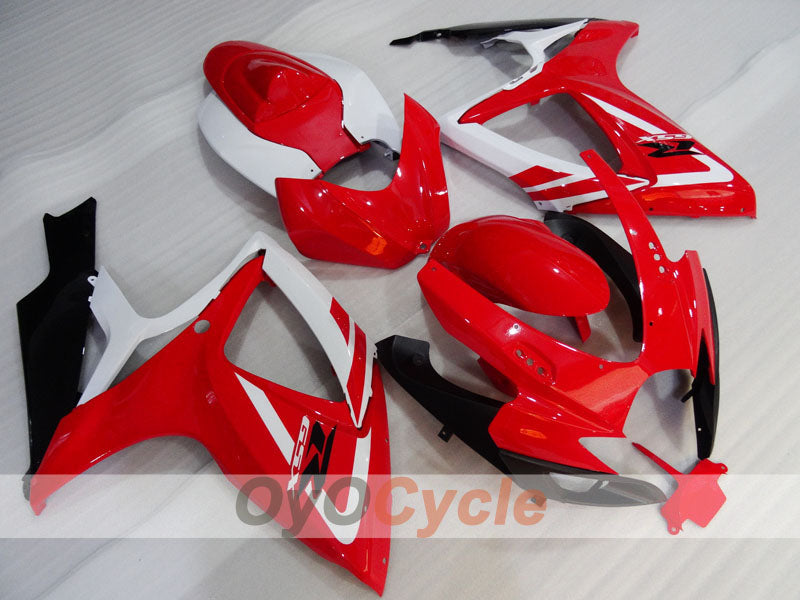 Kit de carénage injecté pour GSX R750 06-07 - Rouge, Blanc - Style d'origine #OYO87905363