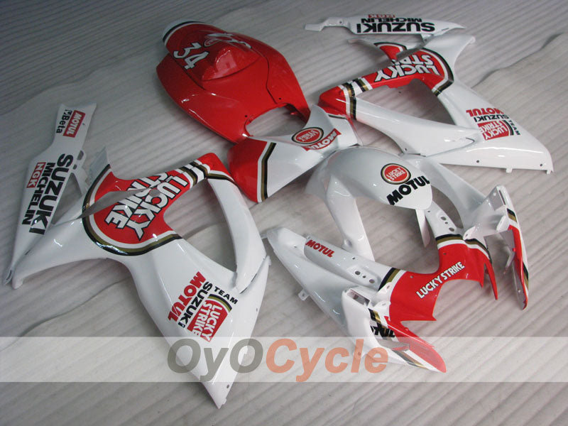 Kit de carénage à injection pour GSX R600 06-07 - Rouge, blanc - Lucky Strike, MICHELIN, MOTUL #OYO87905333