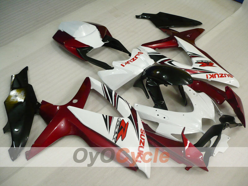 Kit de carénage injecté pour GSX R600 08-10 - Rouge vin, Blanc - Style d'origine #OYO87905393 Image principale du produit