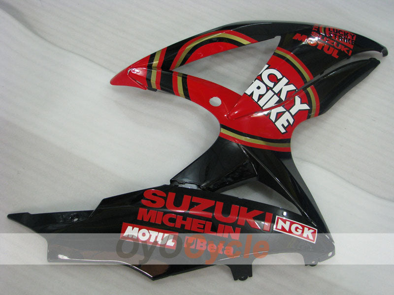 Kit de carénage injecté pour GSX R600 08-10 - Rouge, Noir - Lucky Strike #OYO87905402