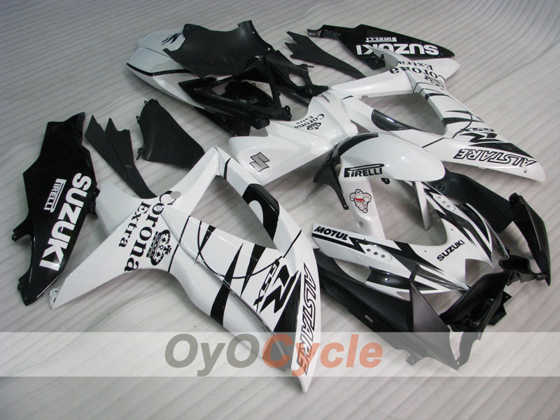 Kit de carénage à injection pour GSX R600 08-10 - Blanc, noir - Corona #OYO87905411
