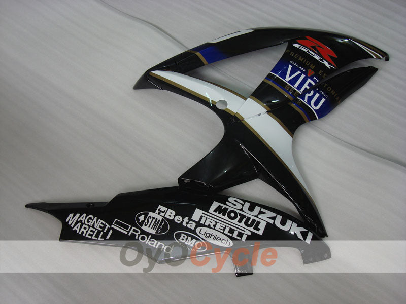 Kit de carénage à injection pour GSX R600 08-10 - Blanc, noir - VIRU #OYO87905418
