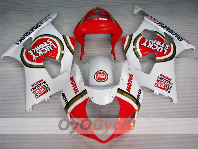 Kit de carénages injectés pour GSX R1000 03-04 - Rouge, blanc - Lucky Strike #OYO87905505