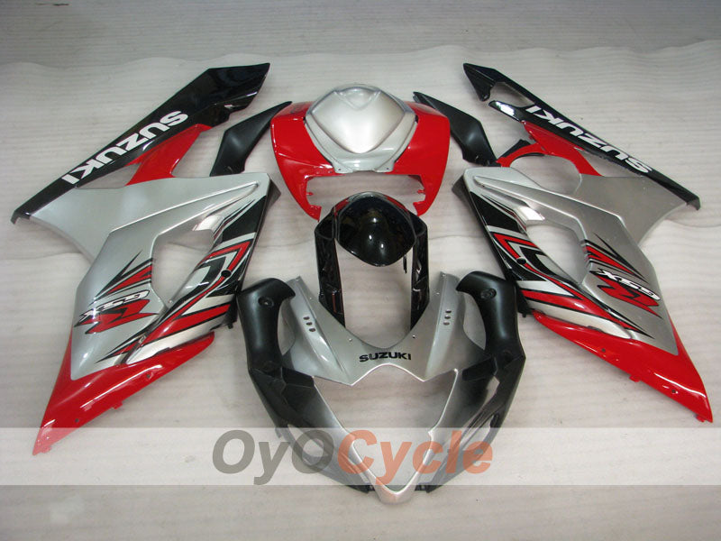 Kit de carénages injectés pour GSX R1000 05-06 - Rouge, argenté - Style d'usine #OYO87905511