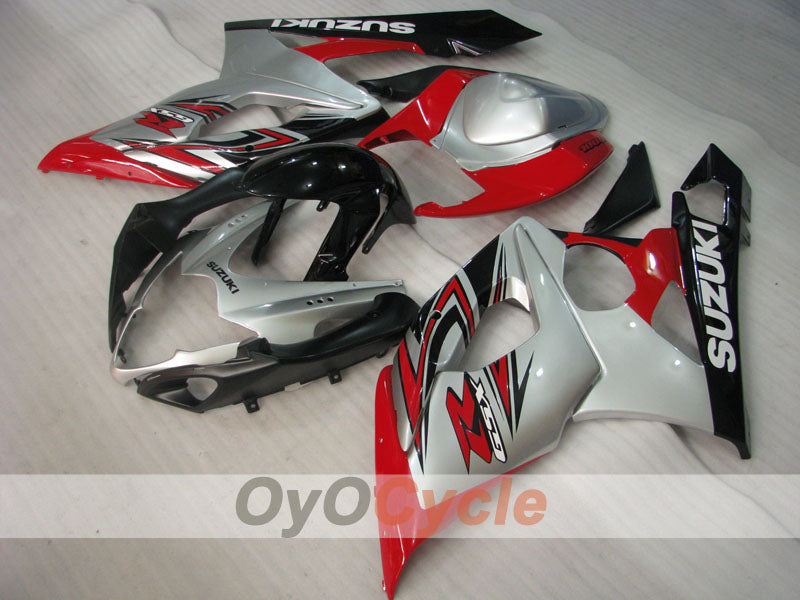 Kit de carénages injectés pour GSX R1000 05-06 - Rouge, argenté - Style d'usine #OYO87905511