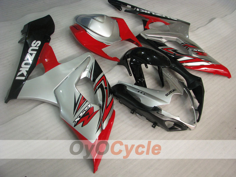 Kit de carénages injectés pour GSX R1000 05-06 - Rouge, argenté - Style d'usine #OYO87905511