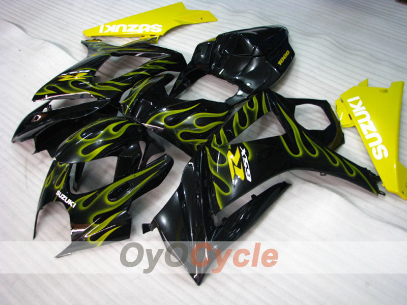 Kit de carénage à injection pour GSX R1000 07-08 - Jaune, Noir - Flamme #OYO87905527