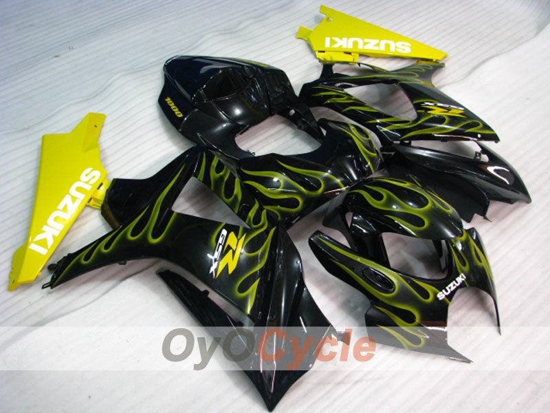 Kit de carénage à injection pour GSX R1000 07-08 - Jaune, Noir - Flamme #OYO87905527