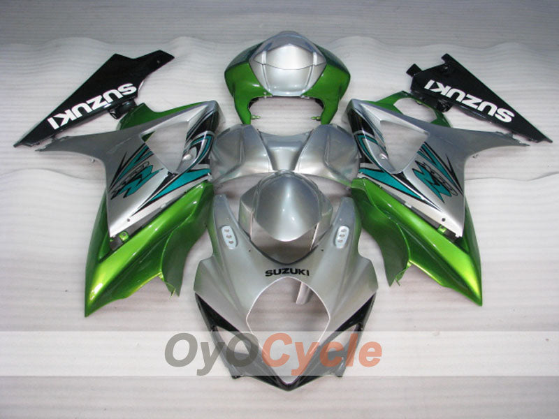 Kit de carénage à injection pour GSX R1000 07-08 - Vert, Argent - Style usine #OYO87905533