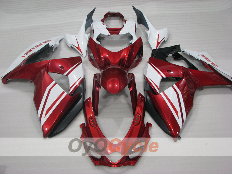 Kit de carénages injectés pour GSX R1000 09-16 - Rouge, blanc - Style d'usine #OYO87905552