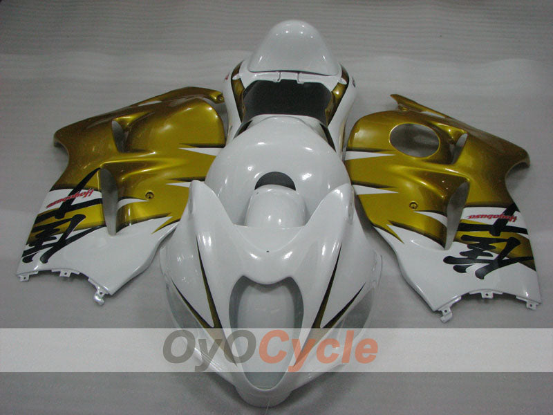 Kit de carénage à injection pour GSXR1300 Hayabusa 99-07 - Blanc, doré - Style d’origine #OYO87905599