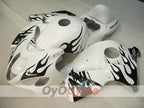 Kit de carénages injectés pour GSXR1300 Hayabusa 99-07 - Blanc, noir - Flammes #OYO87905607