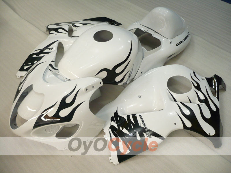 Kit de carénages injectés pour GSXR1300 Hayabusa 99-07 - Blanc, noir - Flammes #OYO87905607