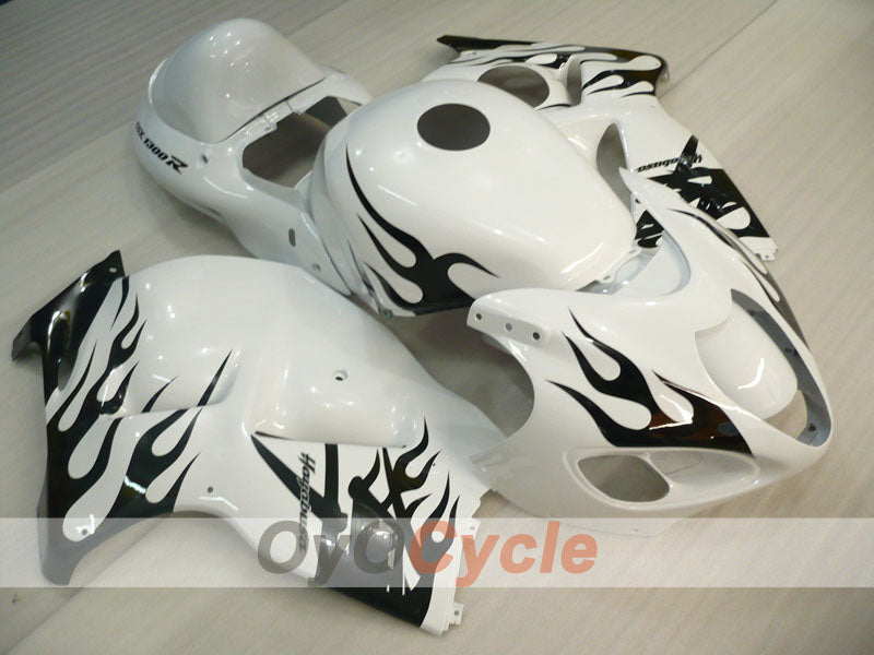Kit de carénages injectés pour GSXR1300 Hayabusa 99-07 - Blanc, noir - Flammes #OYO87905607 Image principale du produit