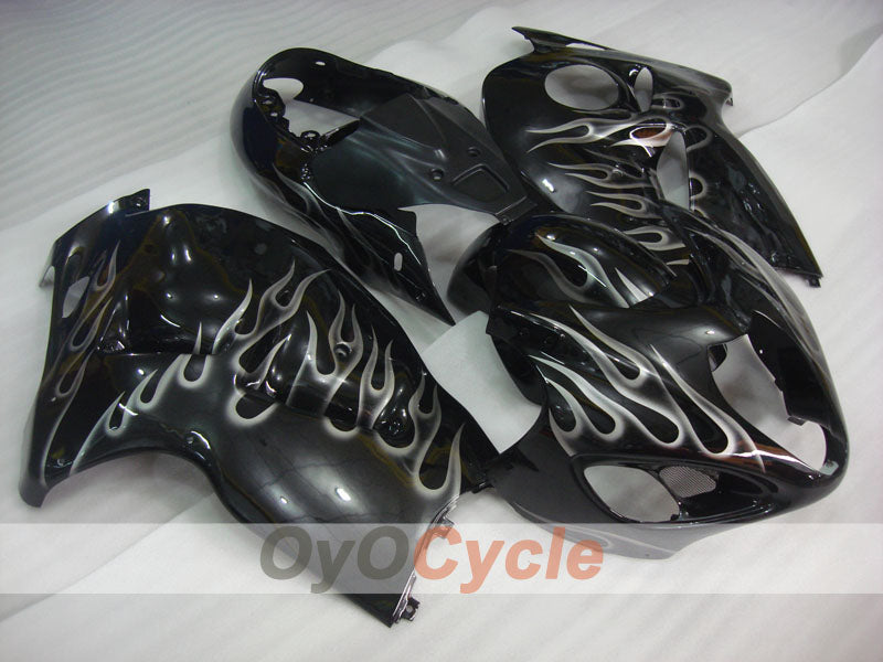 Kit de carénages injectés pour GSXR1300 Hayabusa 99-07 - Noir - Flammes #OYO87905609