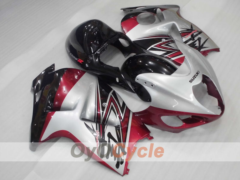 Kit de carénages injectés pour GSXR1300 Hayabusa 99-07 - Rouge, noir, argent - Style d'origine #OYO87905610