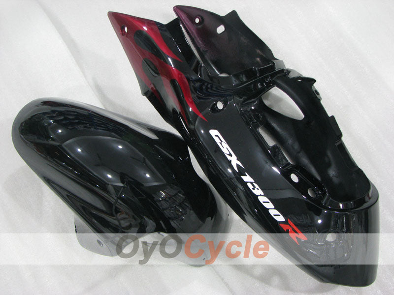 Kit de carénages injectés pour GSXR1300 Hayabusa 99-07 - Rouge, noir - Flammes #OYO87905613