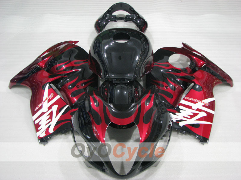 Kit de carénages injectés pour GSXR1300 Hayabusa 99-07 - Rouge, noir - Flammes #OYO87905613